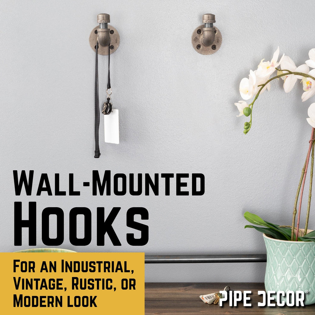 PIPE DECOR 90 Degree Elbow Industrial Pipe Wall Hook Kit (2-Pack)
