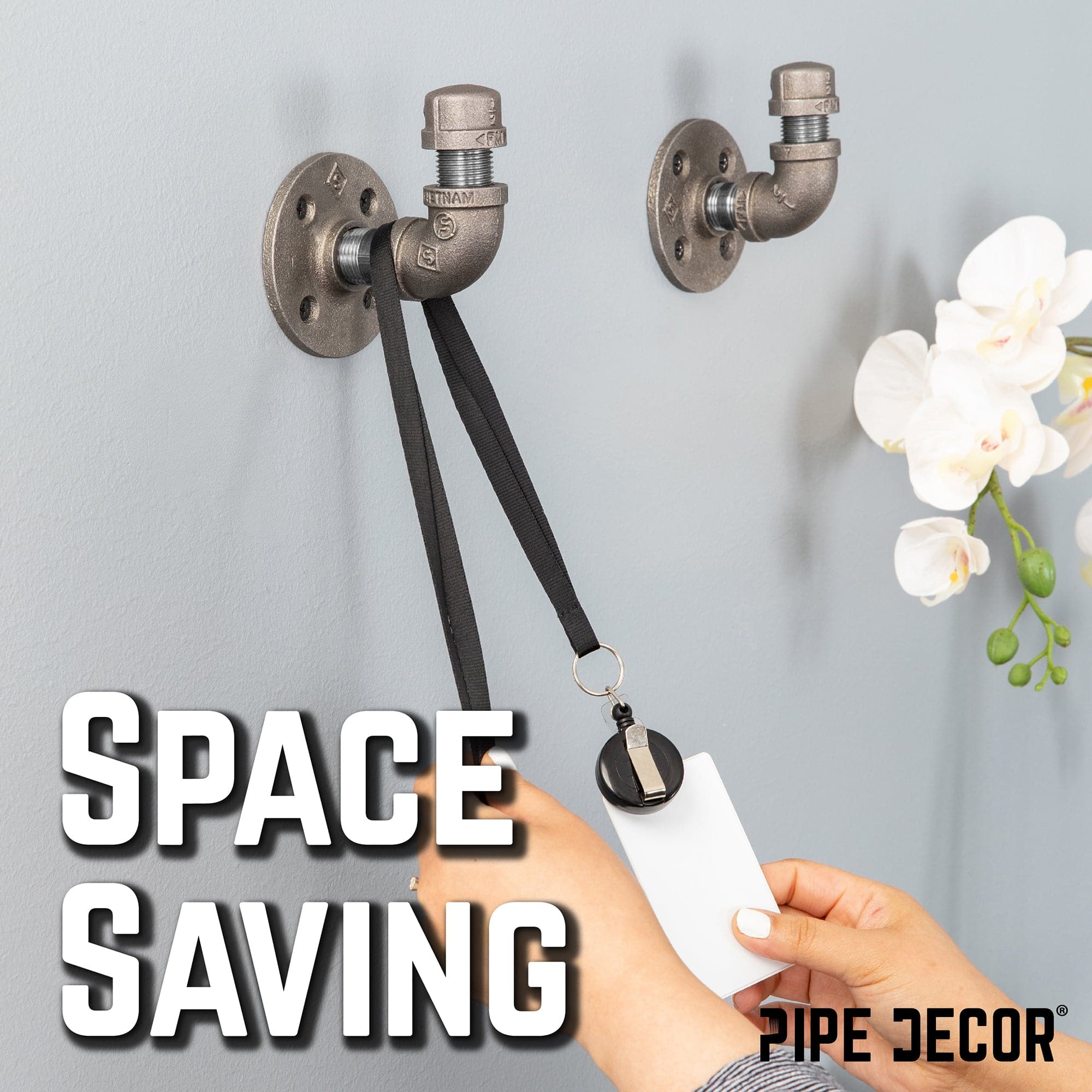 PIPE DECOR 90 Degree Elbow Industrial Pipe Wall Hook Kit (2-Pack)
