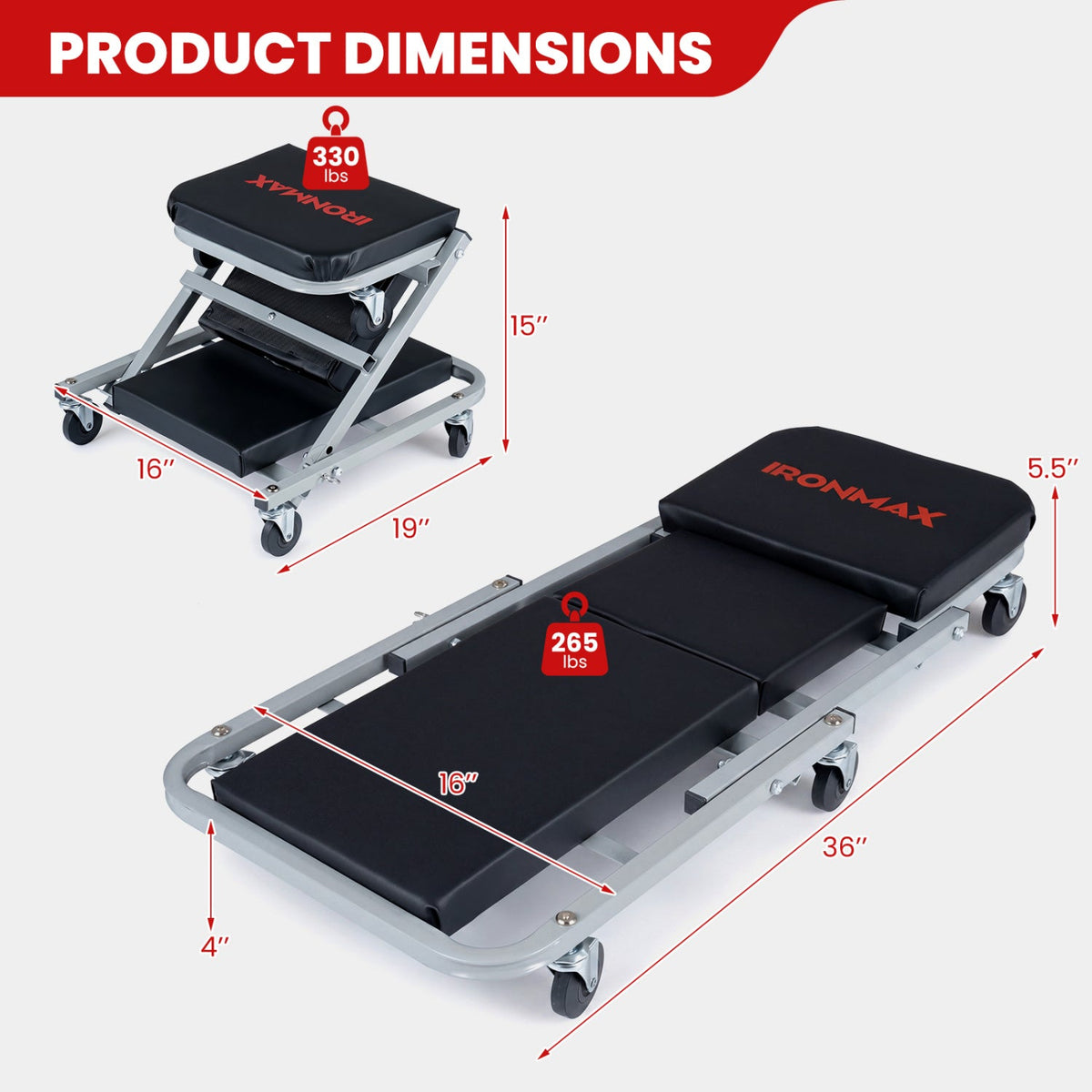 Ironmax 2-in-1 Mechanic Creeper & Z-Seat