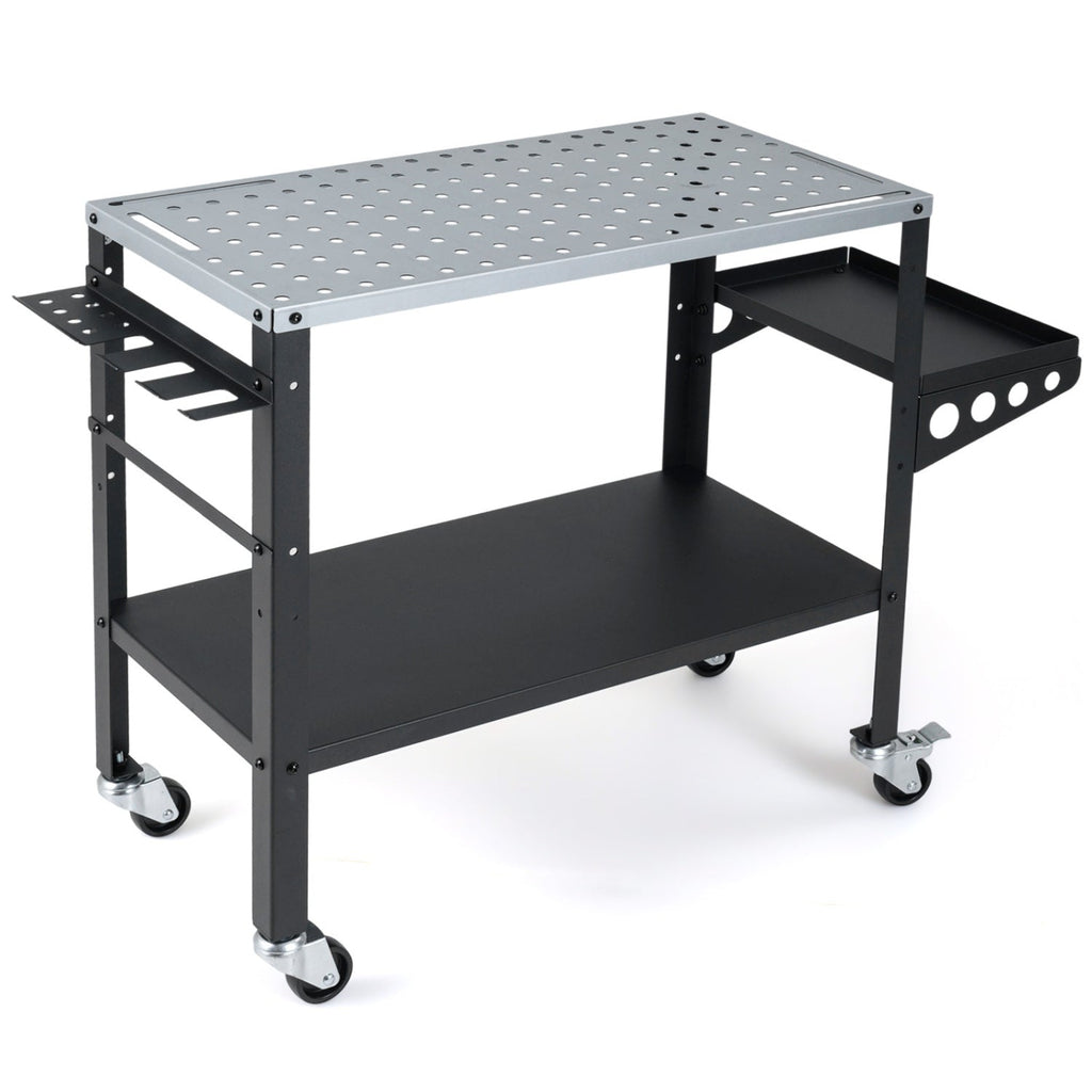 Welding Table with 144 Fixture Holes & Lockable Wheels