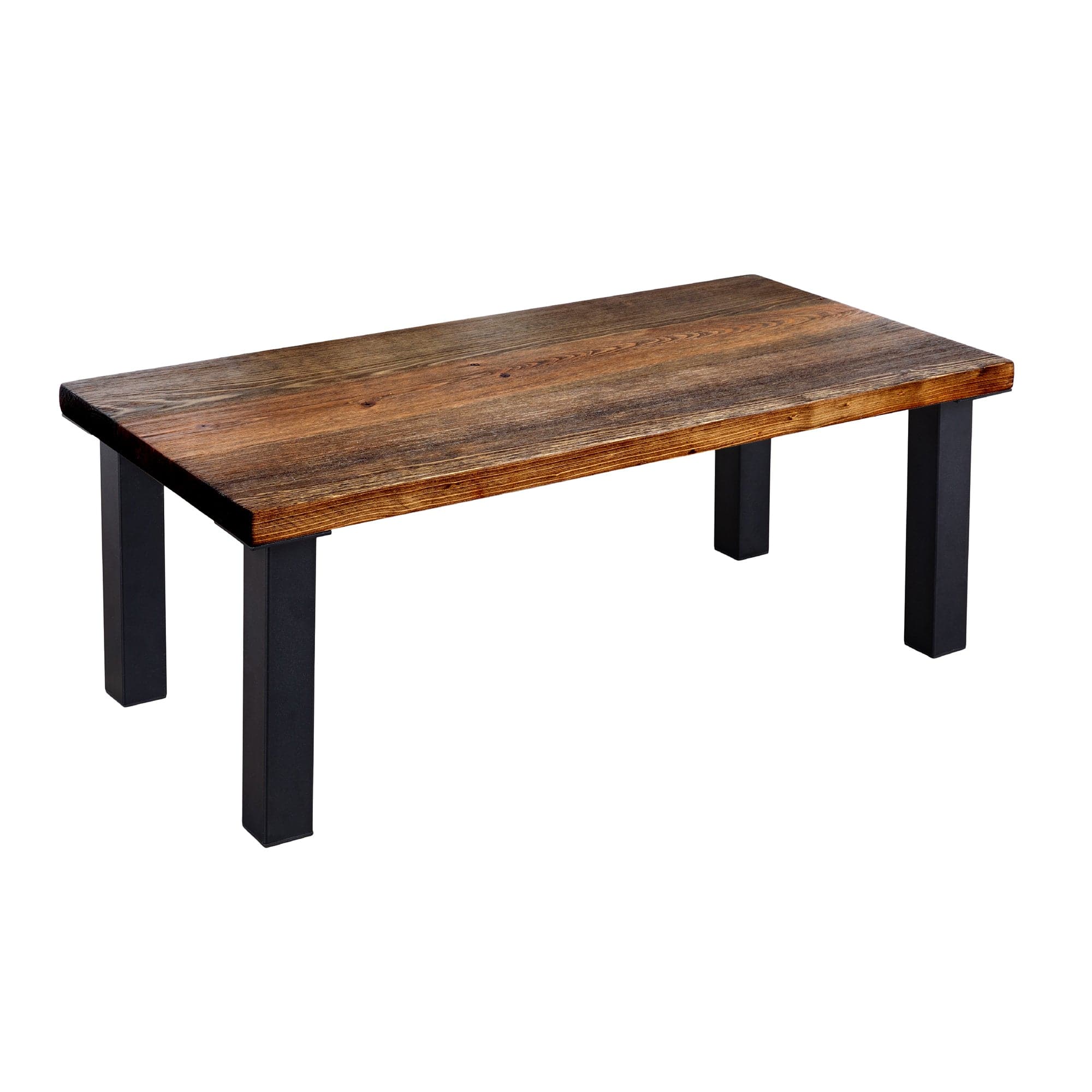 PIPE DECOR Skyline Boulder Black Solid Wood Coffee Table with 12 in. High-Rise Steel Legs