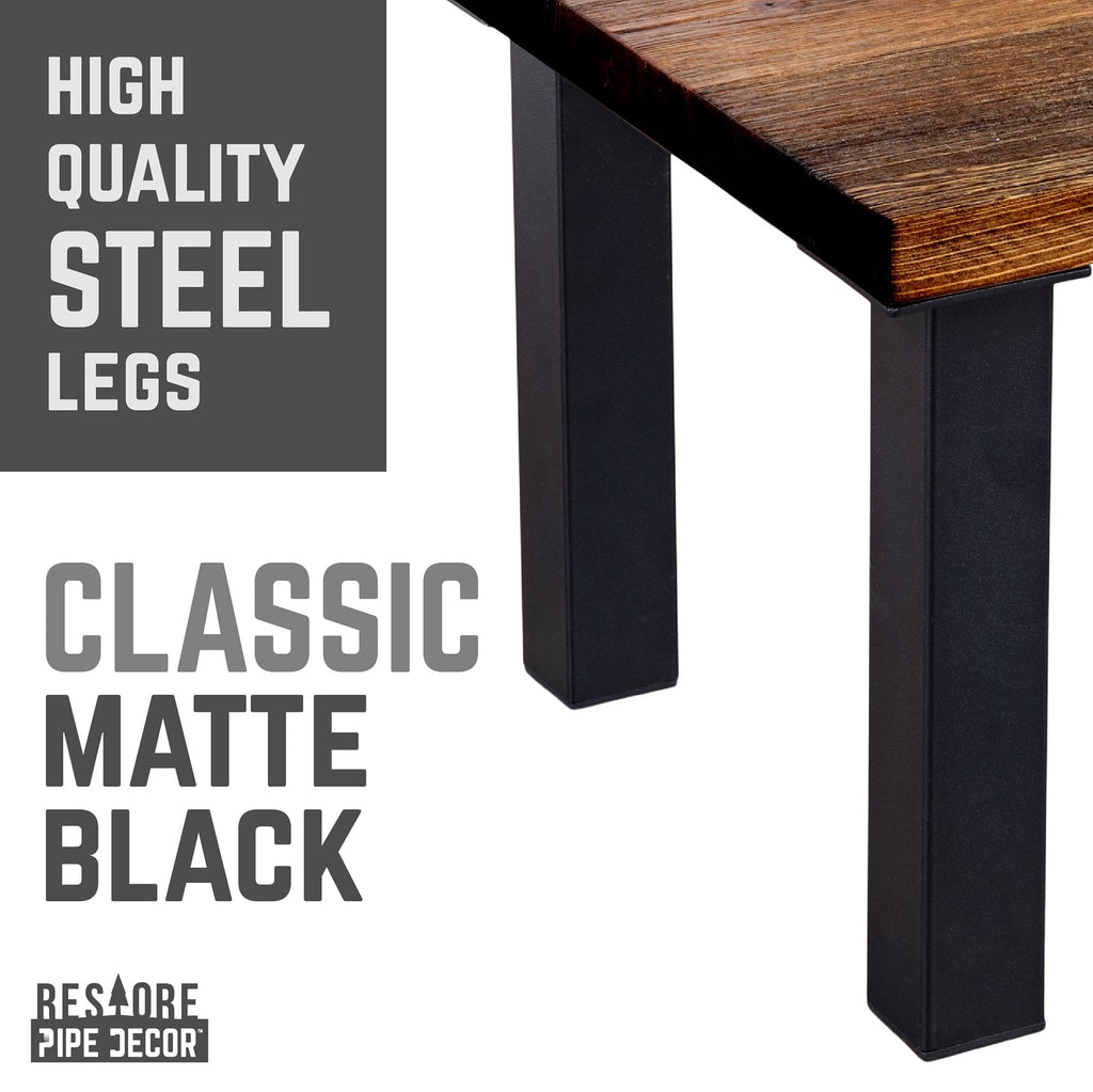 PIPE DECOR Skyline Boulder Black Solid Wood Coffee Table with 12 in. High-Rise Steel Legs