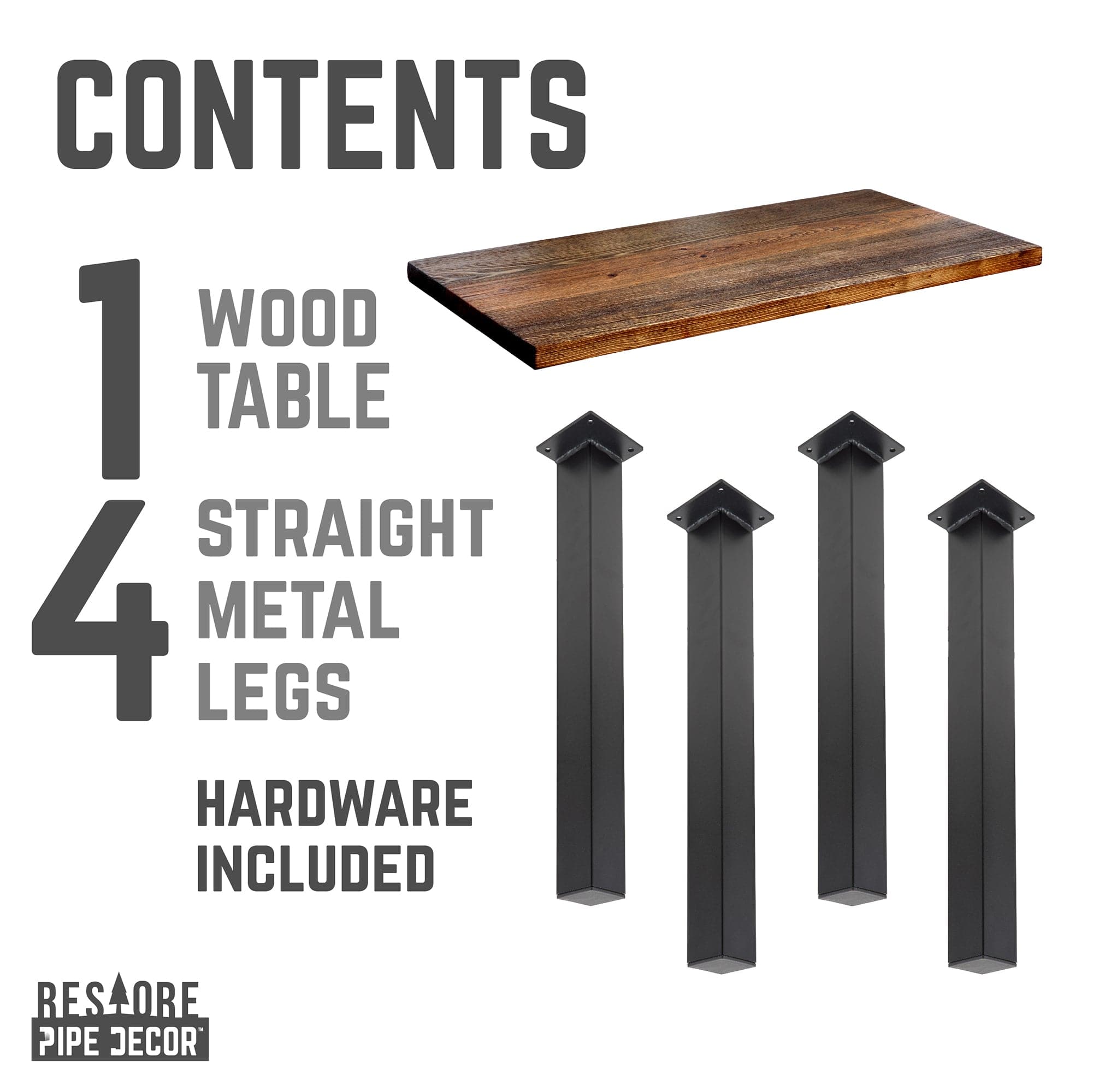 PIPE DECOR Skyline Boulder Black Solid Wood Coffee Table with 12 in. High-Rise Steel Legs