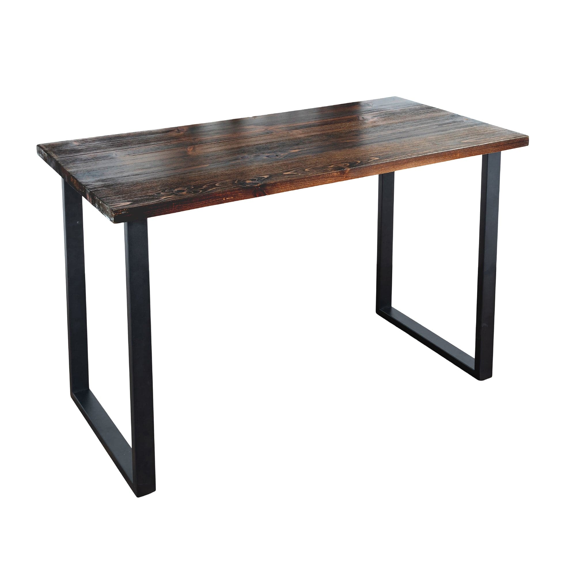 PIPE DECOR Skyline Boulder Black Solid Wood Desk with 28 in. Square Steel Landscape Legs