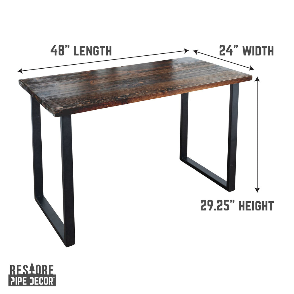 PIPE DECOR Skyline Boulder Black Solid Wood Desk with 28 in. Square Steel Landscape Legs