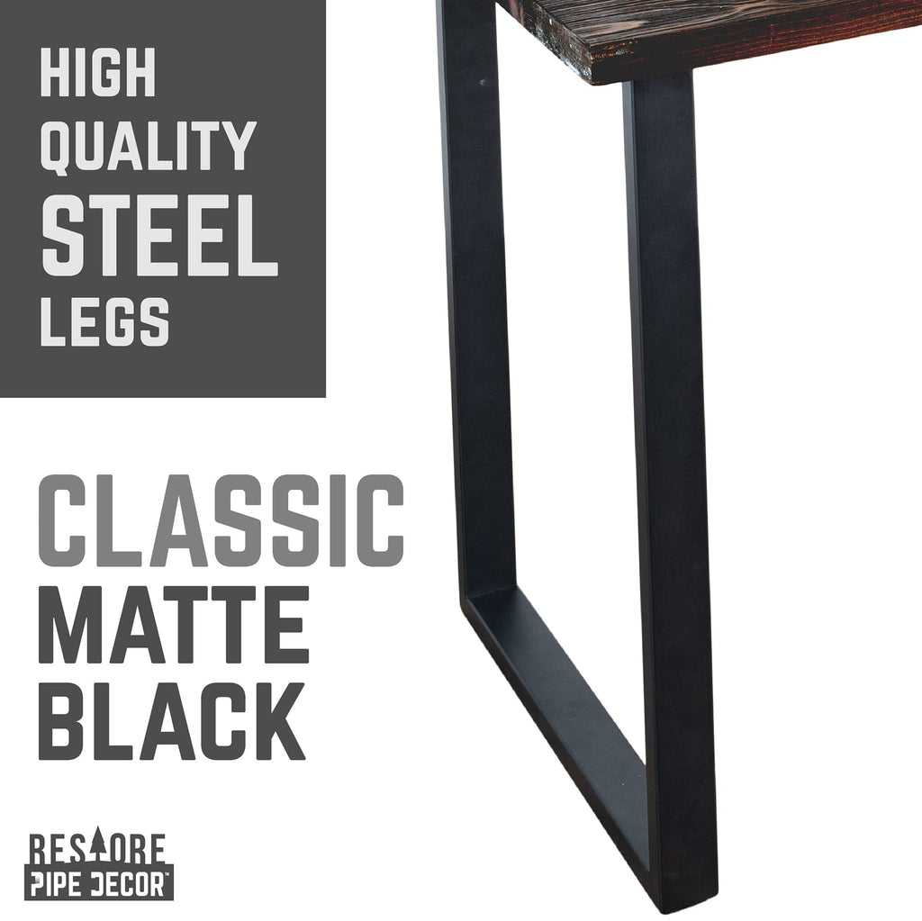 PIPE DECOR Skyline Boulder Black Solid Wood Desk with 28 in. Square Steel Landscape Legs