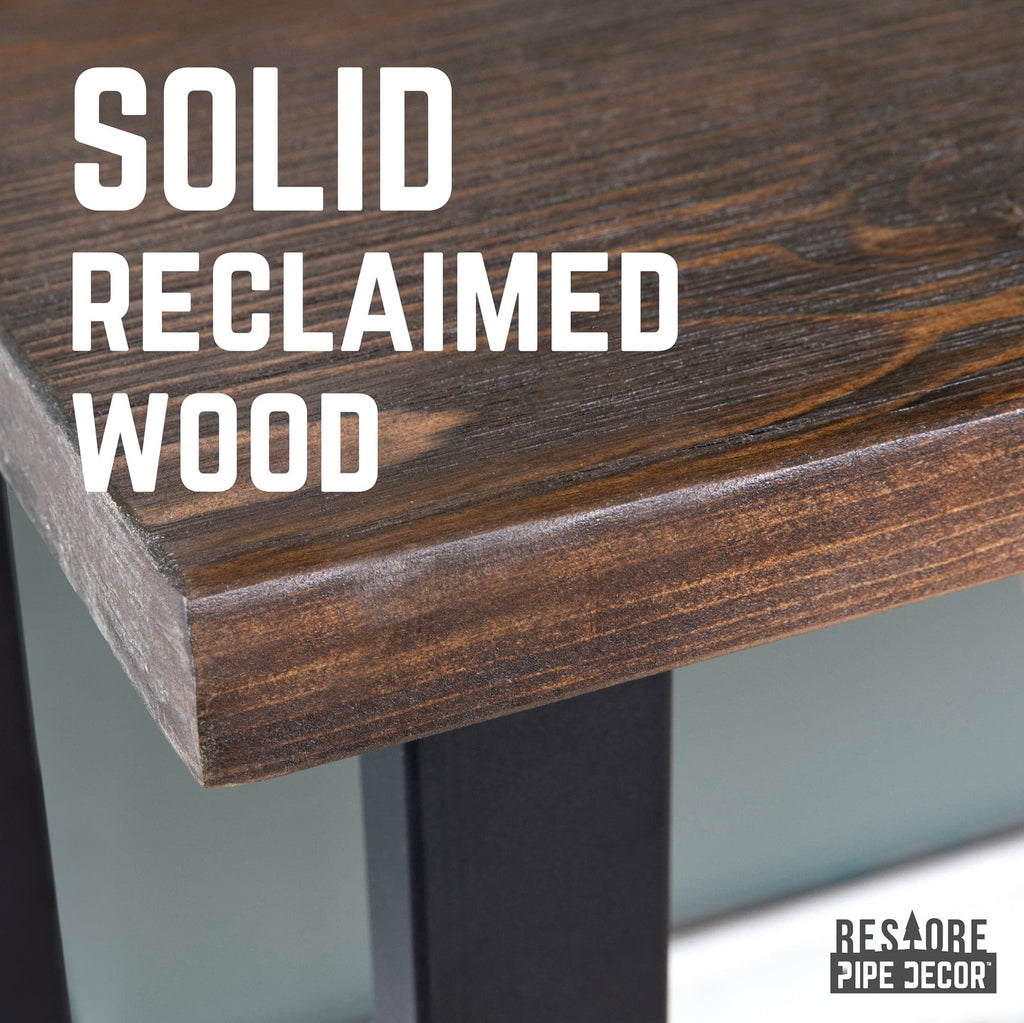PIPE DECOR Skyline Boulder Black Solid Wood Desk with 28 in. Square Steel Landscape Legs