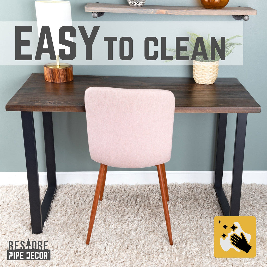 PIPE DECOR Skyline Boulder Black Solid Wood Desk with 28 in. Square Steel Landscape Legs
