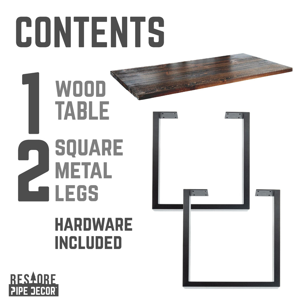 PIPE DECOR Skyline Boulder Black Solid Wood Desk with 28 in. Square Steel Landscape Legs