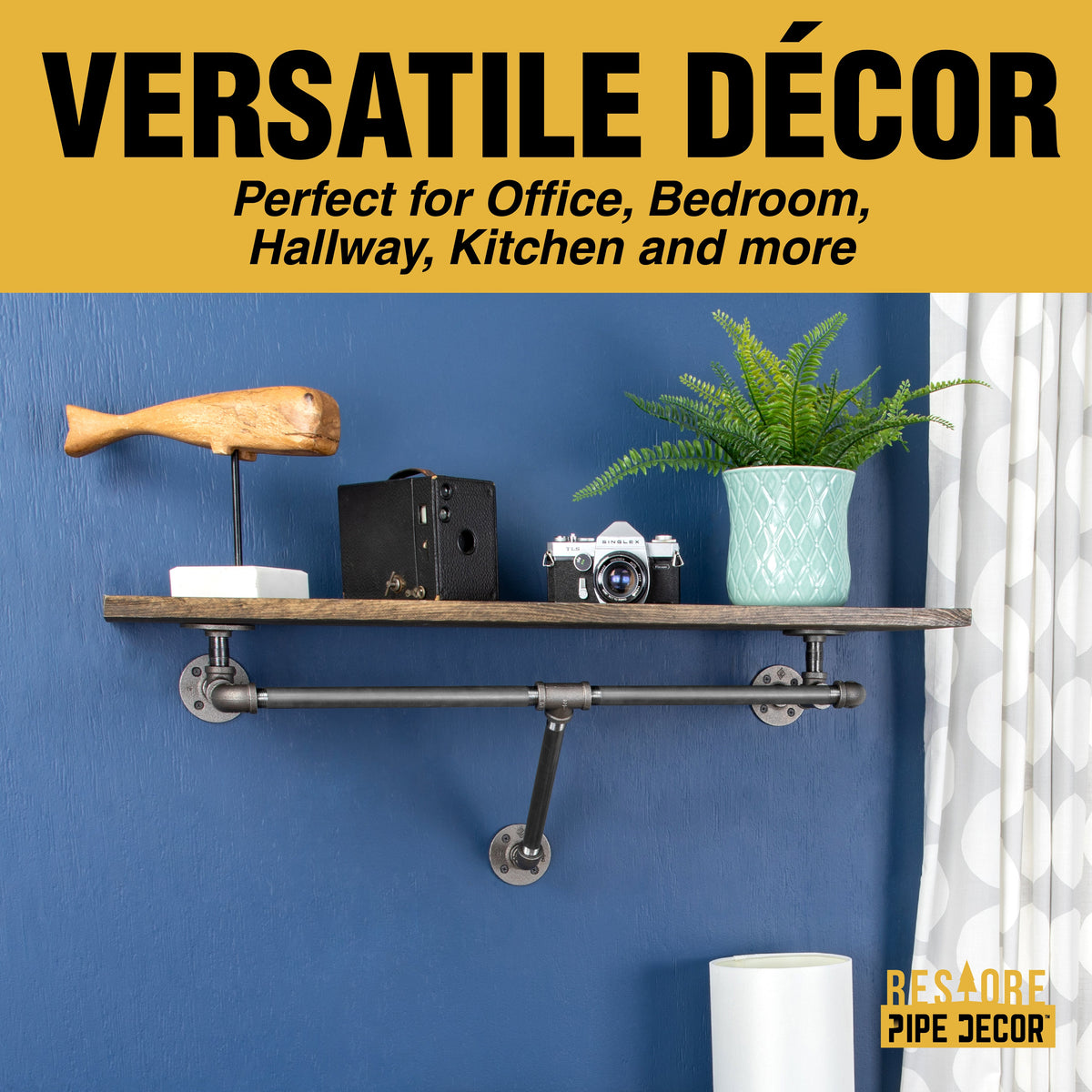 36 in. Wall Mounted Clothing Rack with Wood Shelf