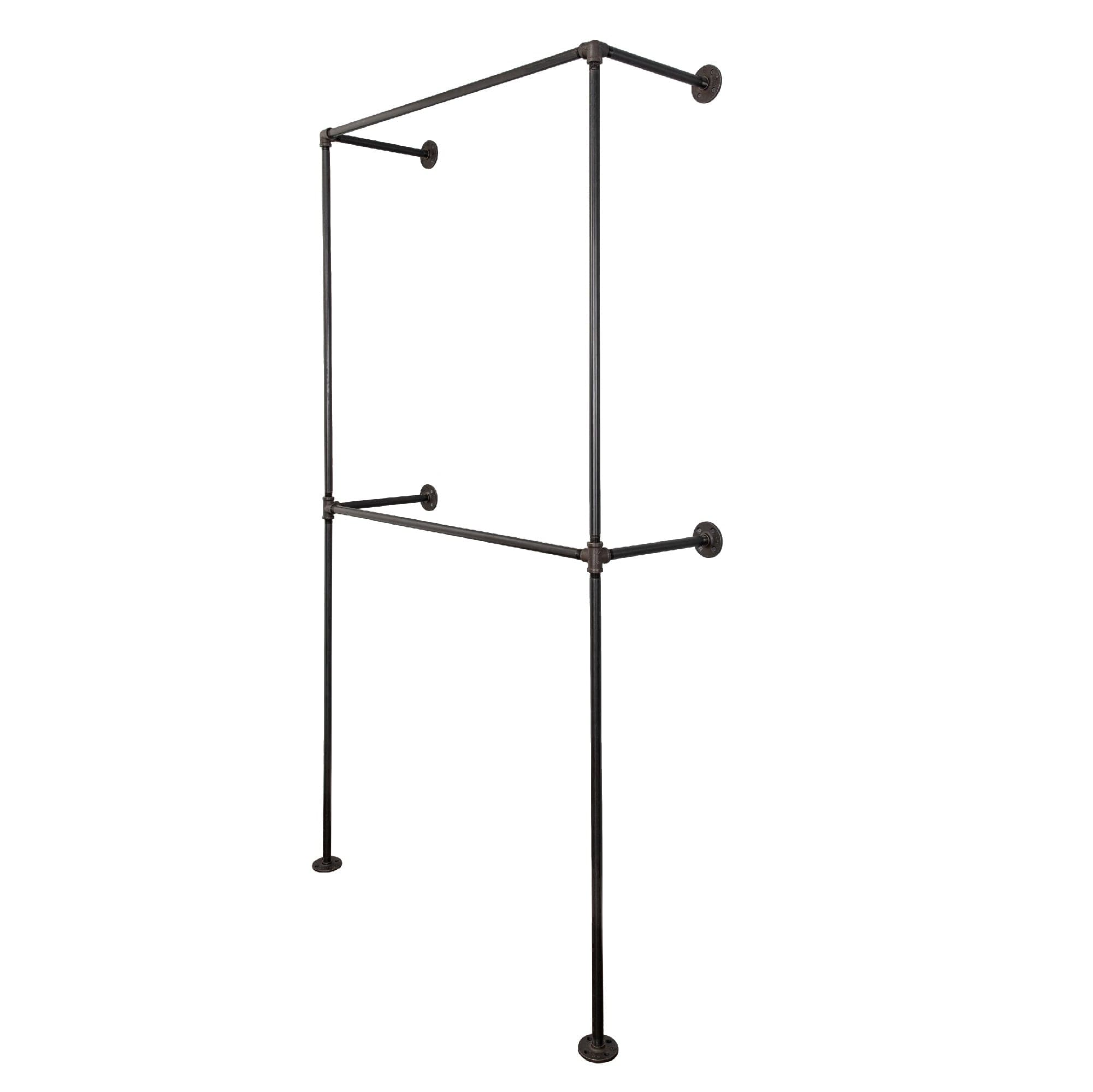 PIPE DECOR Noir Matte Black Wall Mounted Double Hung Clothing Rack
