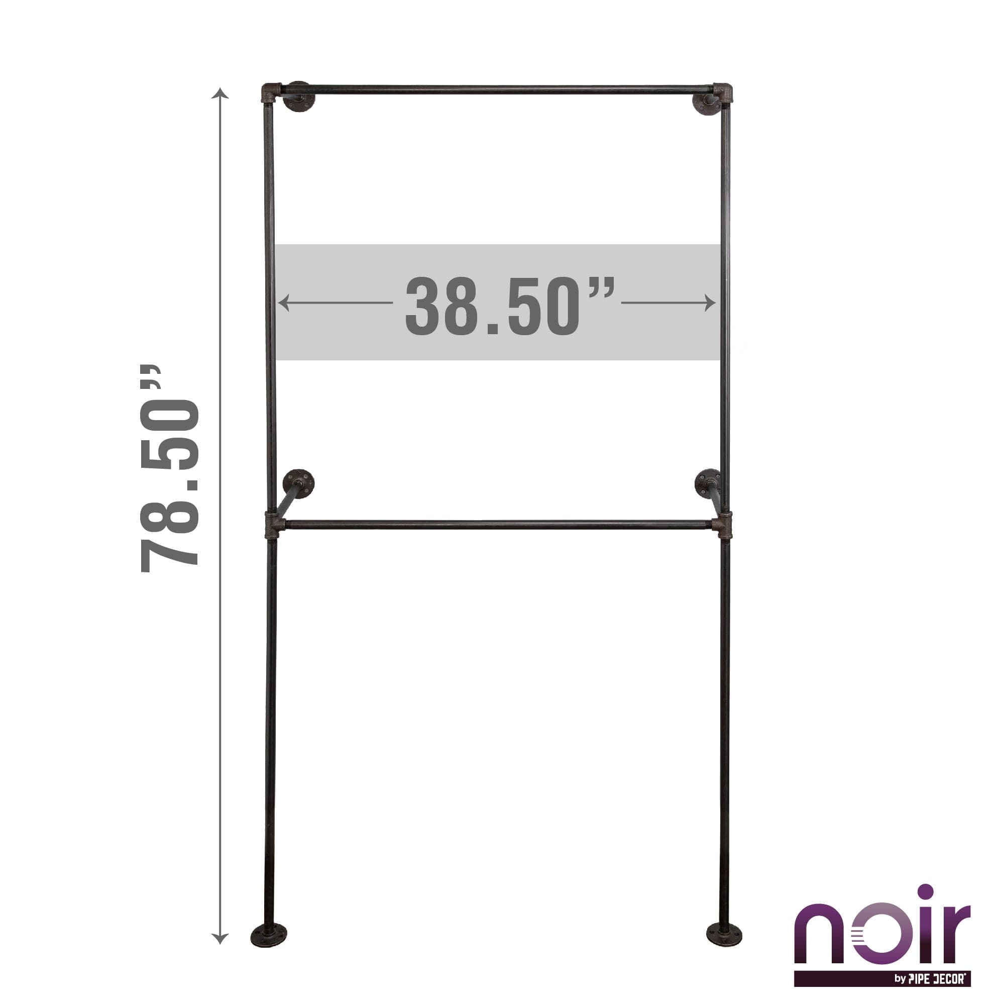PIPE DECOR Noir Matte Black Wall Mounted Double Hung Clothing Rack
