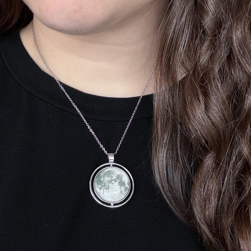 Full Moon Spinning Fidget Pendant Necklace