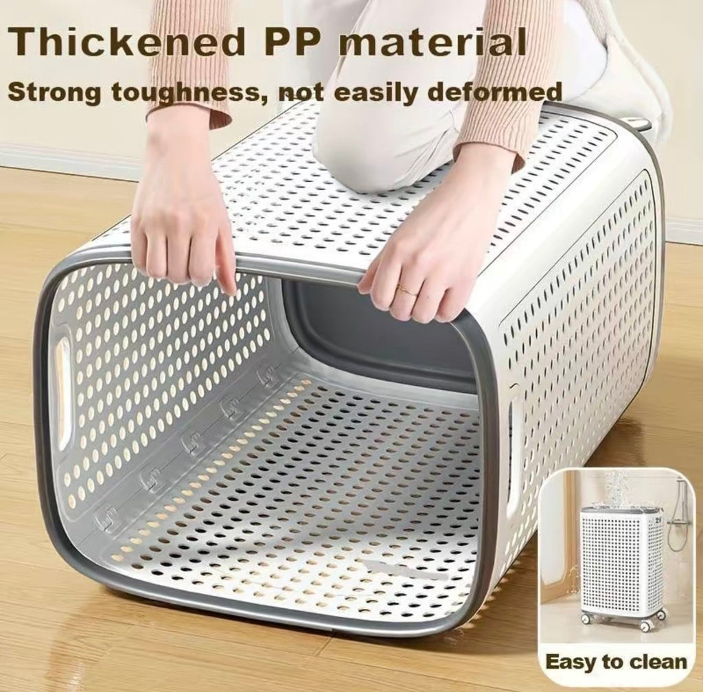 Rolling Laundry Hamper with Lid & Wheels