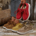 Women's Lace-Up Suede Round Toe Flats | Comfortable Casual Shoes
