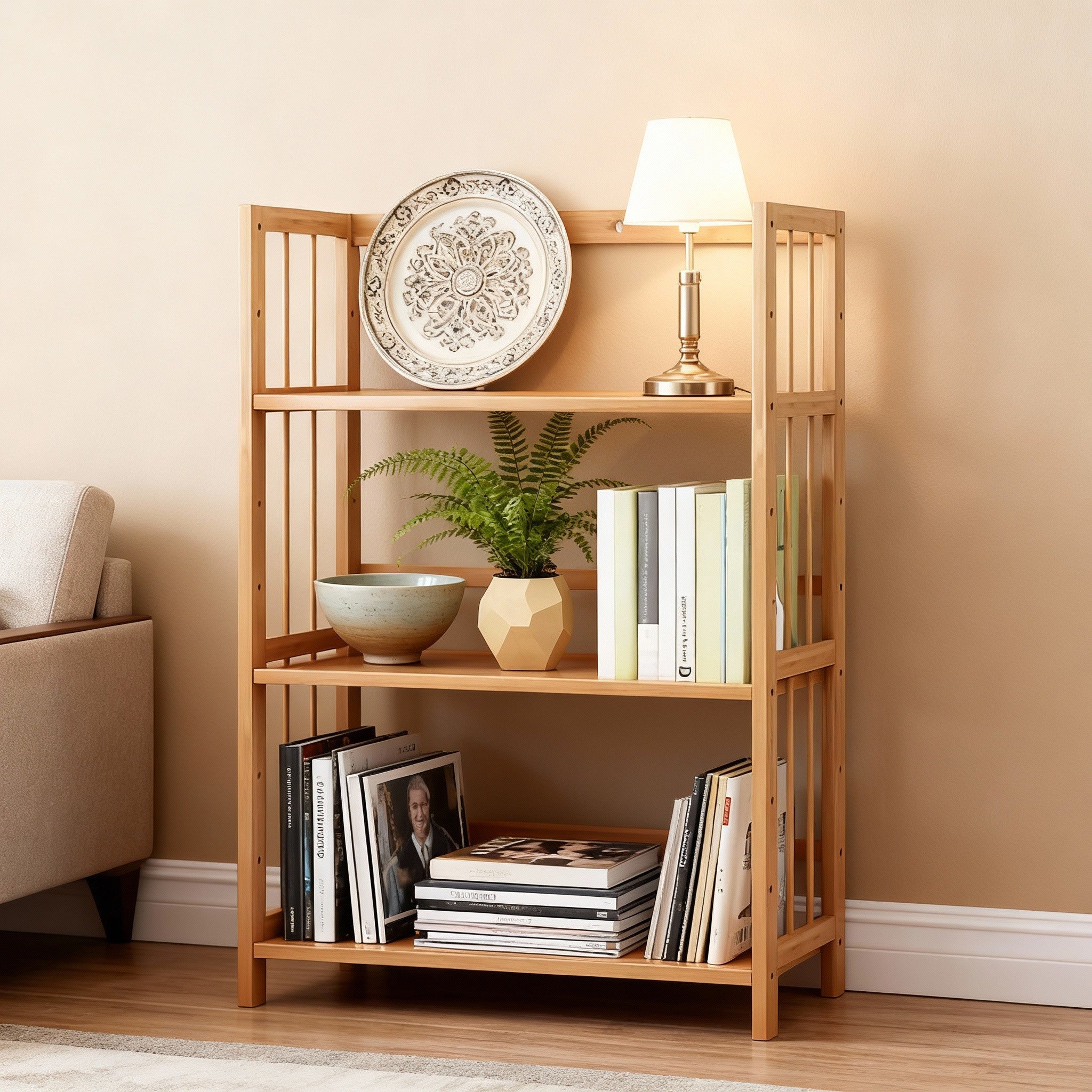 Tall Bamboo Bookshelf | Adjustable Shelves, Narrow Freestanding Storage Rack — 3 to 6 Tiers