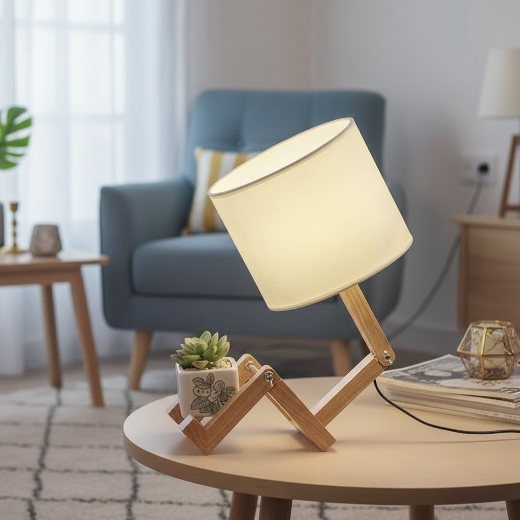 Foldable Shape-Changing Wooden Desk Lamp – Creative Ambient Light for Bedroom, Study & Living Room