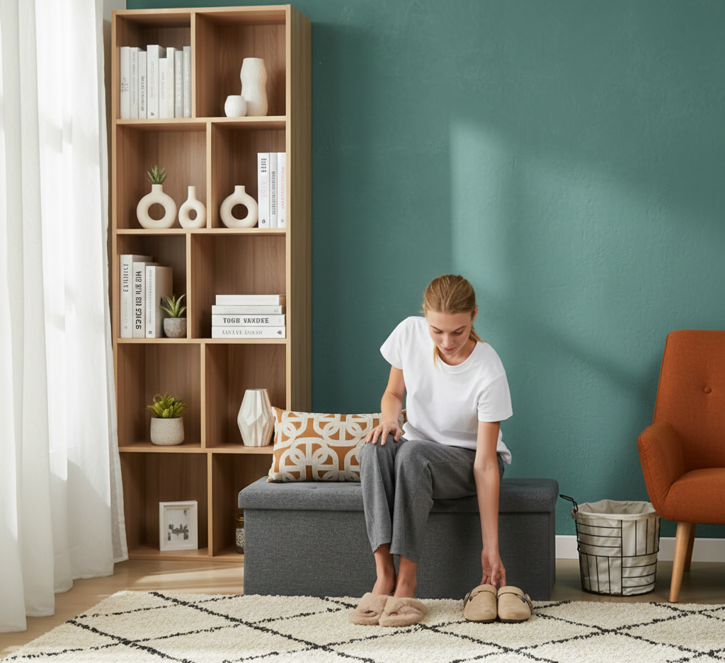 Folding Storage Ottoman Bench – Tufted Padded Seat, Hidden Storage | 30" & 43" | Multiple Colors