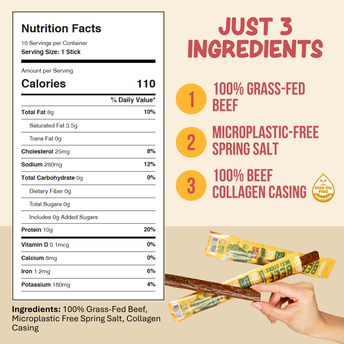 Grass-Fed Beef Meat Sticks