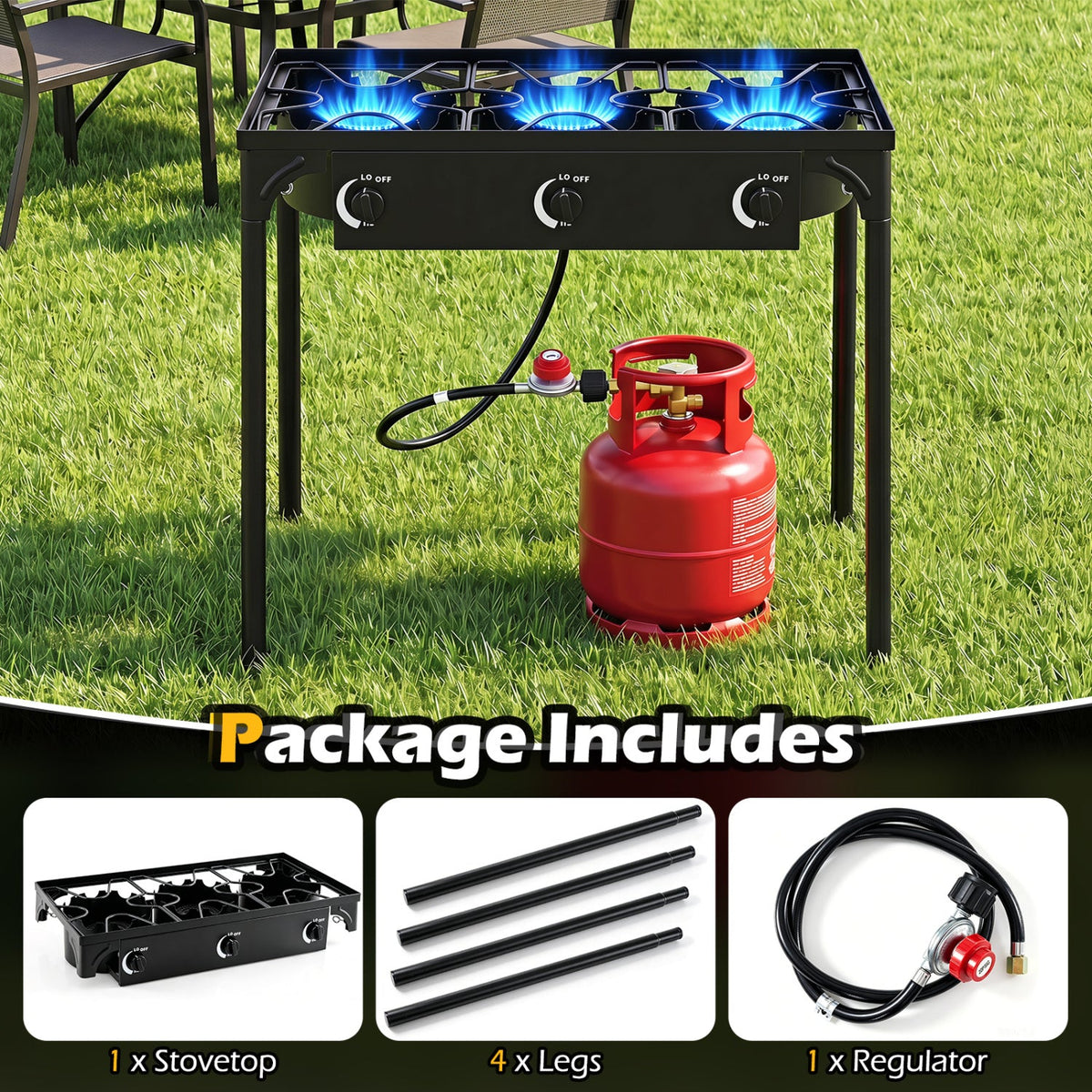3-Burner Propane Outdoor Stove