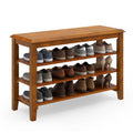 31.5" Solid Wood Shoe Rack Bench with Adjustable Shelves