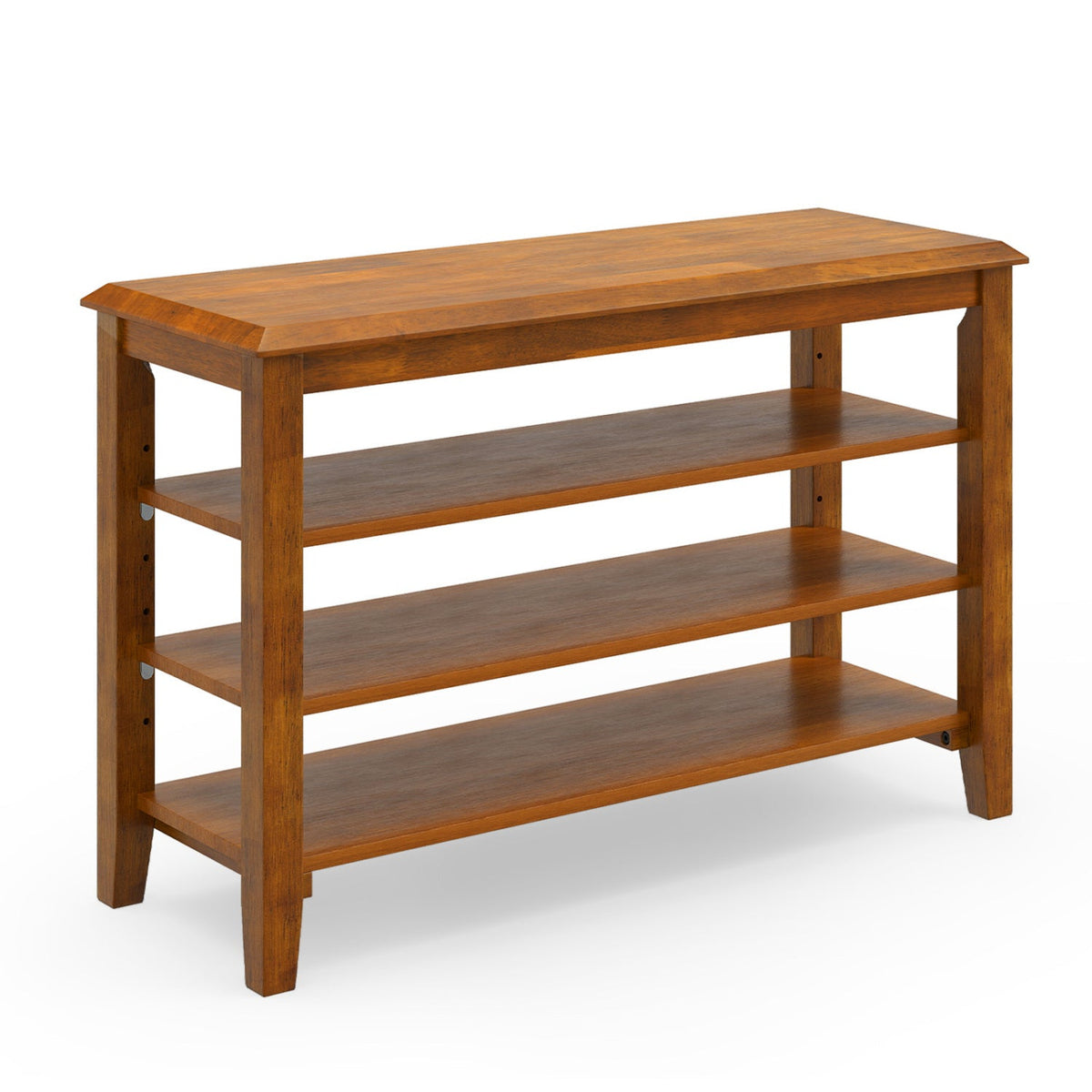 31.5" Solid Wood Shoe Rack Bench with Adjustable Shelves