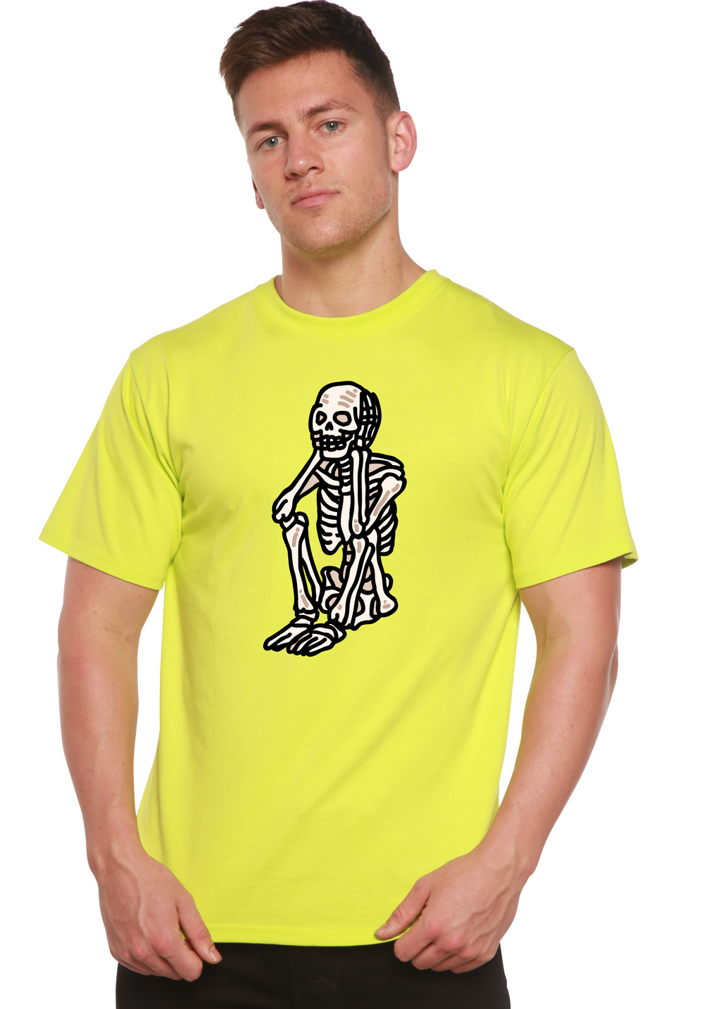 Sad Skeleton Halloween Unisex Bamboo Viscose & Organic Cotton Short Sleeve Graphic T-Shirt
