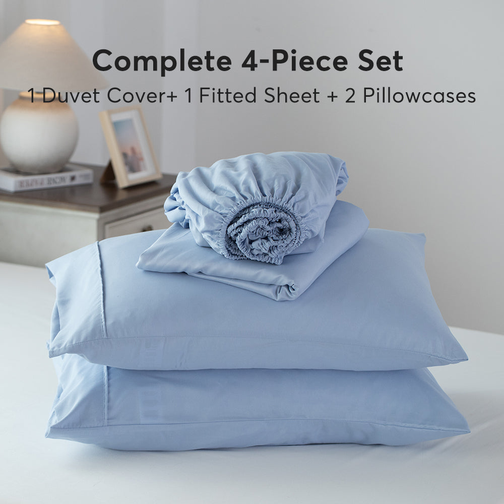 Kasentex Summer Duvet Cover Bedding Set — Hypoallergenic Microfiber with Pillowcase & Fitted Sheet