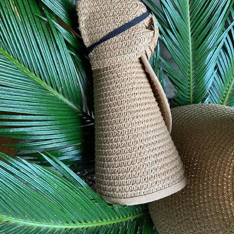 Women's Wide Brim Sun Hat – Lightweight Summer Hat in Tan & Black