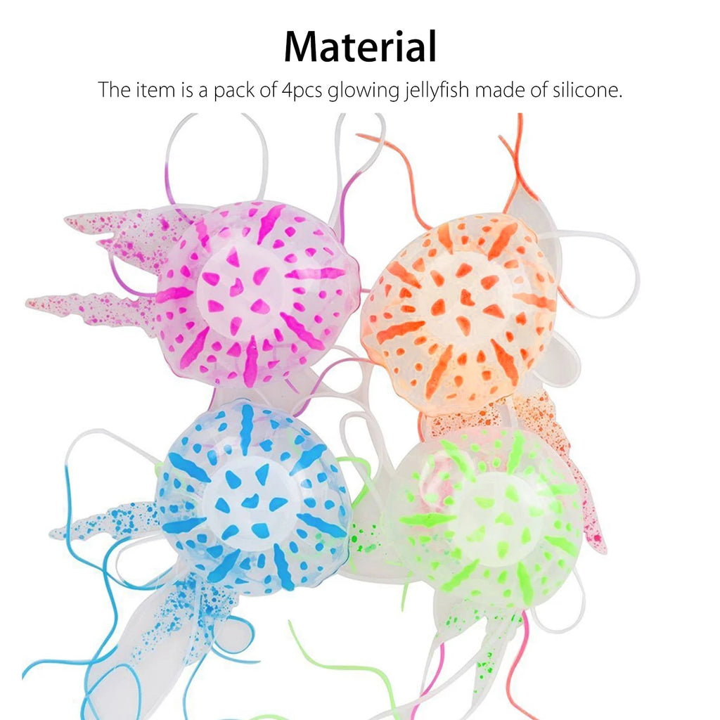4-Pack Glowing Silicone Jellyfish Aquarium Decorations