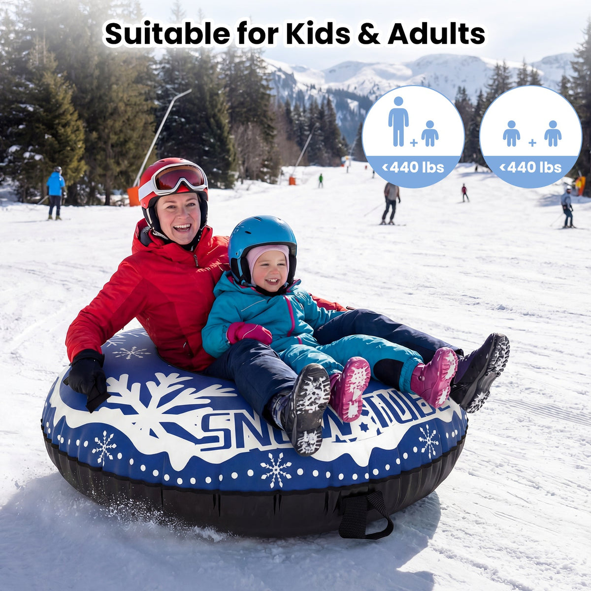 42" Heavy-Duty Inflatable Snow Tube with Tow Strap