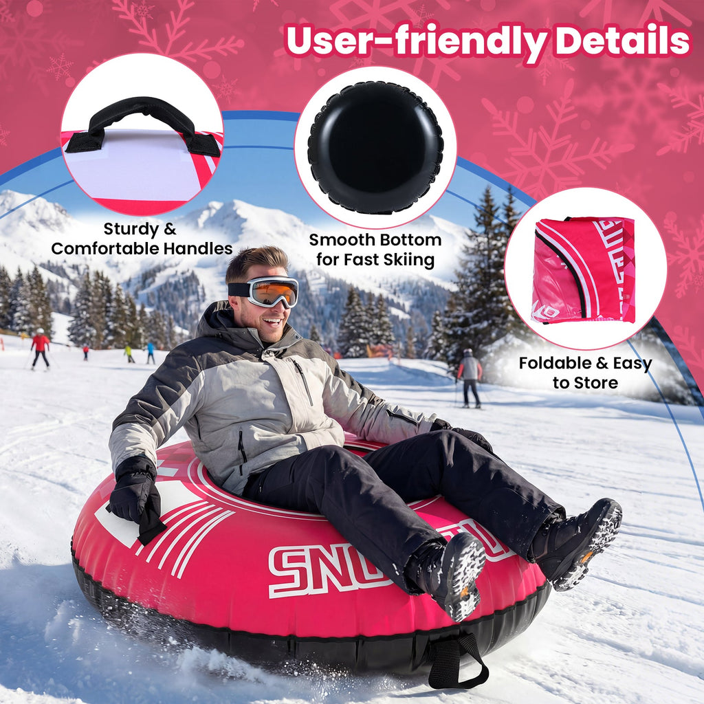 42" Heavy-Duty Inflatable Snow Tube with Tow Strap