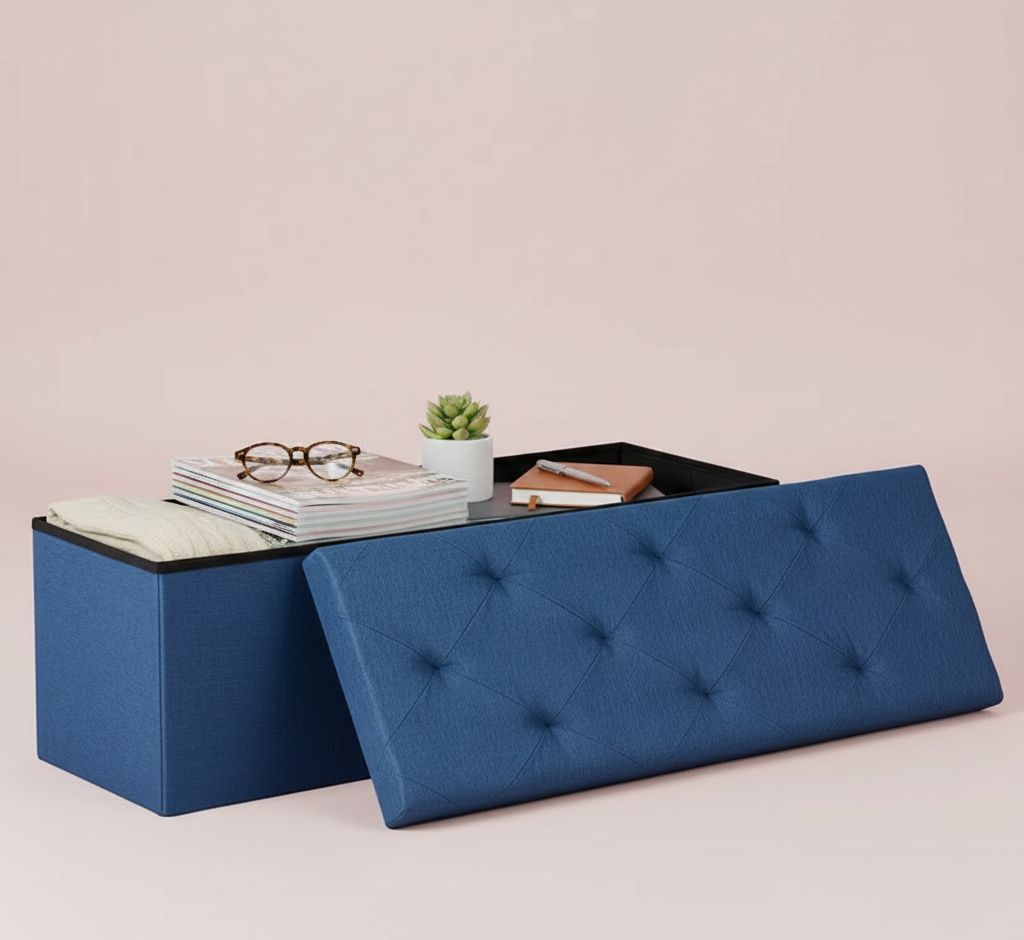 Folding Storage Ottoman Bench