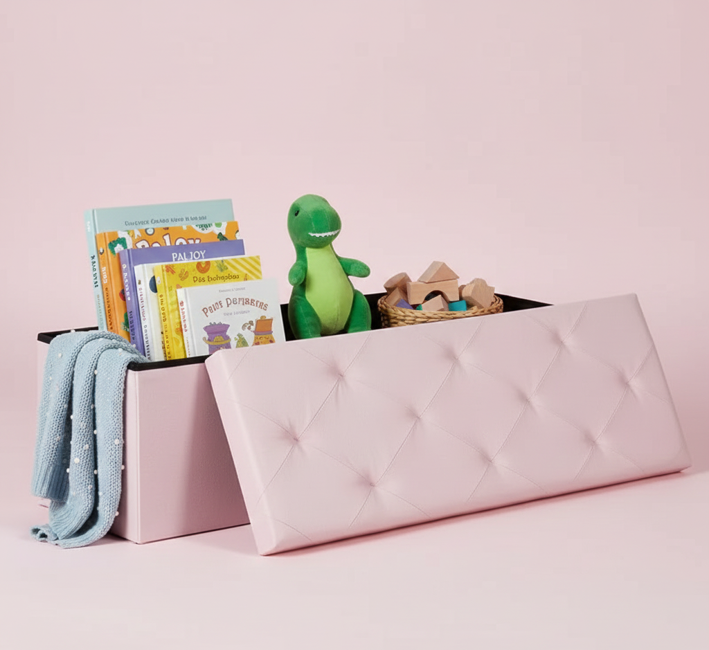 Folding Storage Ottoman Bench
