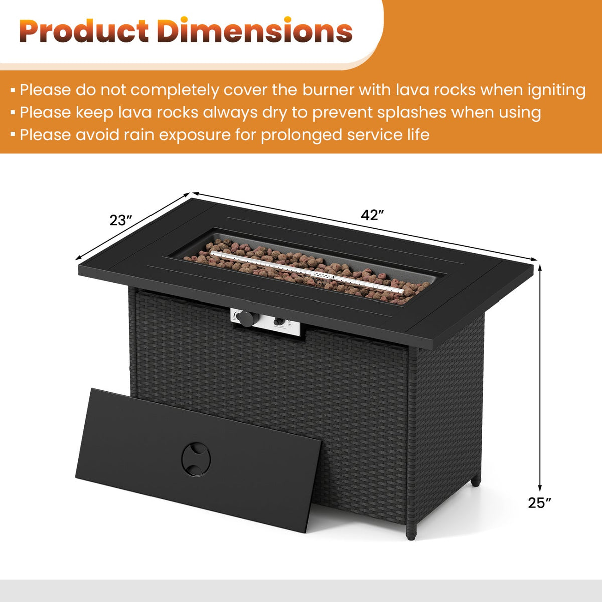 44.5" Propane Fire Pit Table