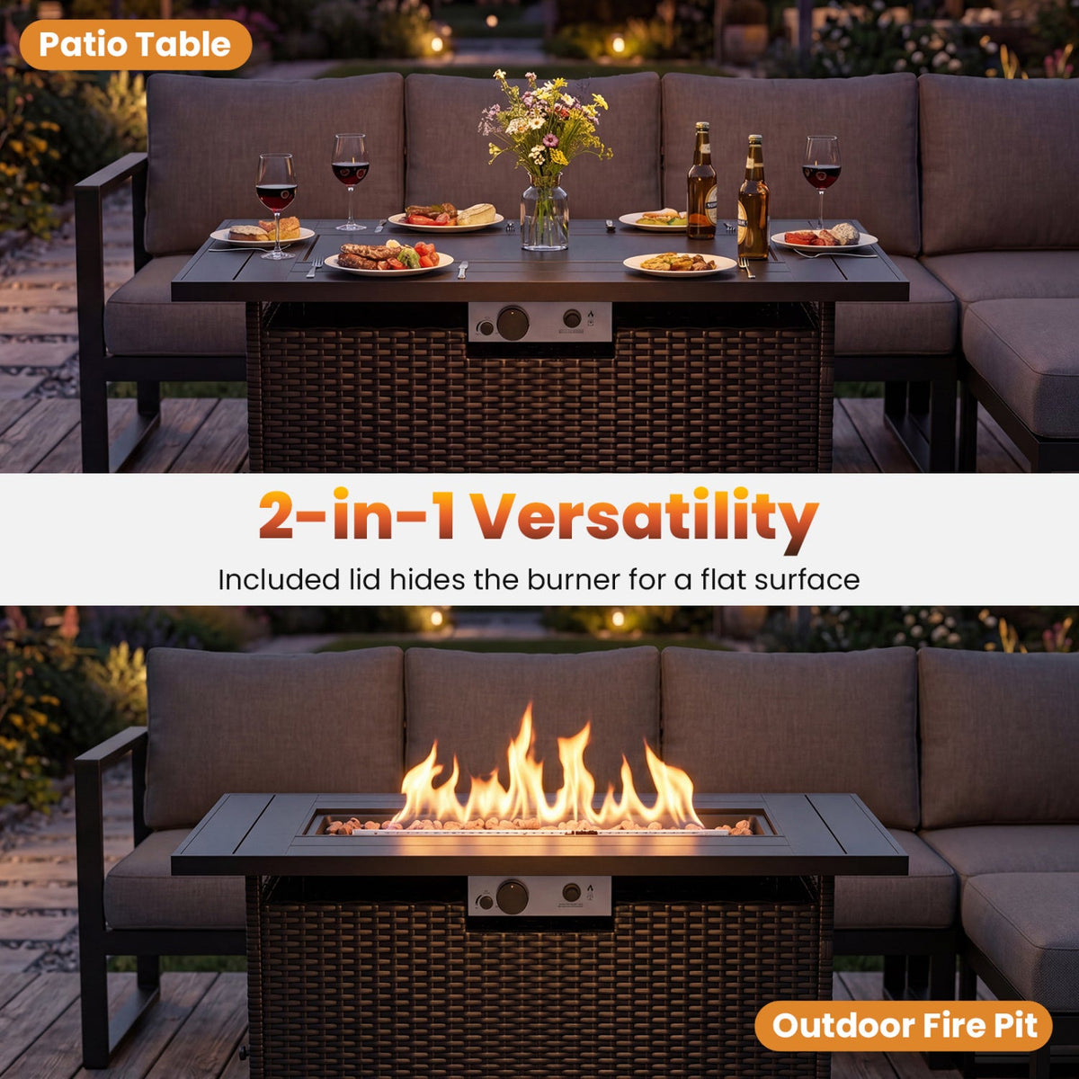 44.5" Propane Fire Pit Table