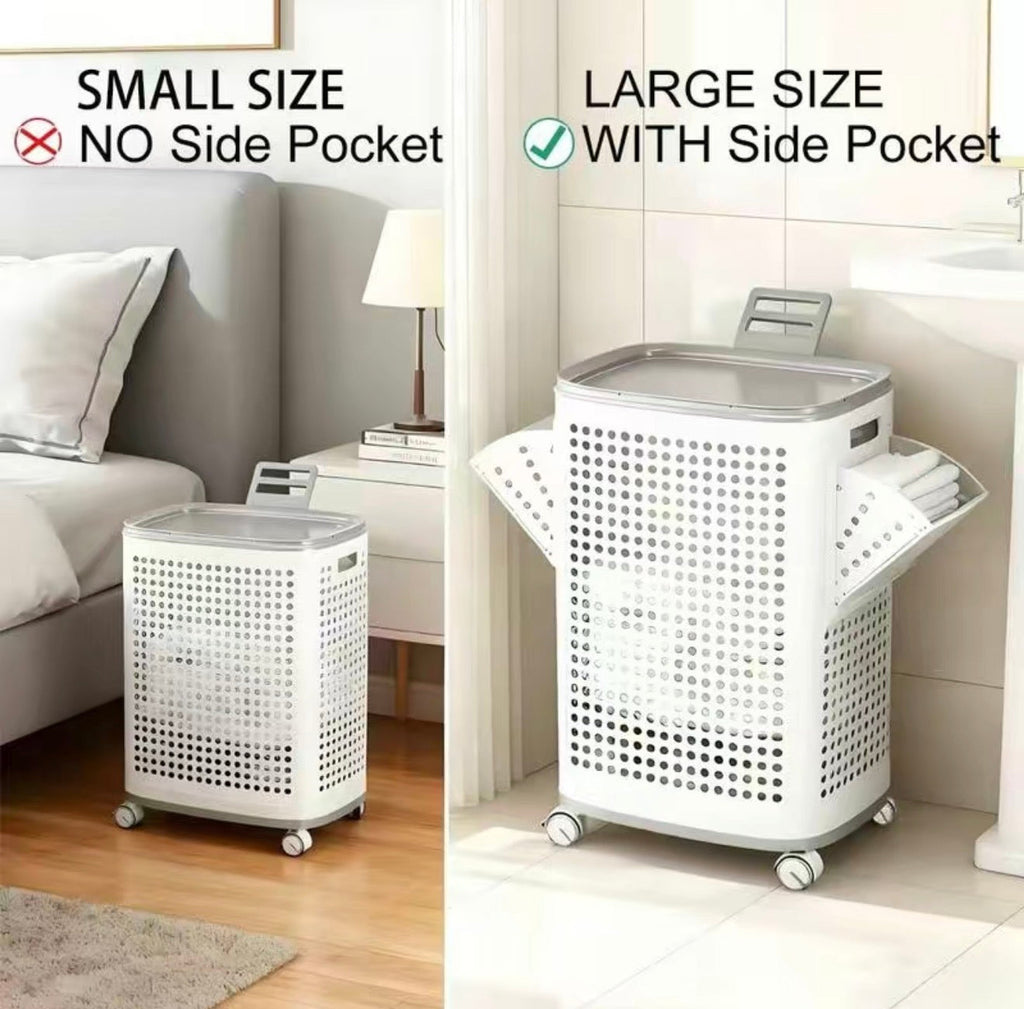 Rolling Laundry Hamper with Lid & Wheels