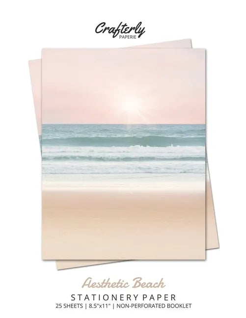Aesthetic Beach Stationery Paper | Cute Letter Writing Paper, 25 Sheets, 8.5" x 11"