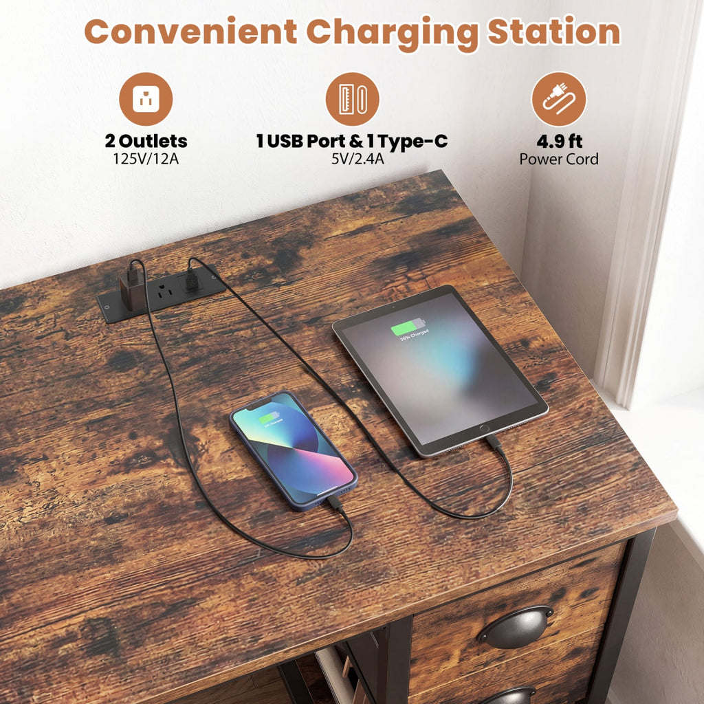 48-Inch Computer Desk with Power Outlet
