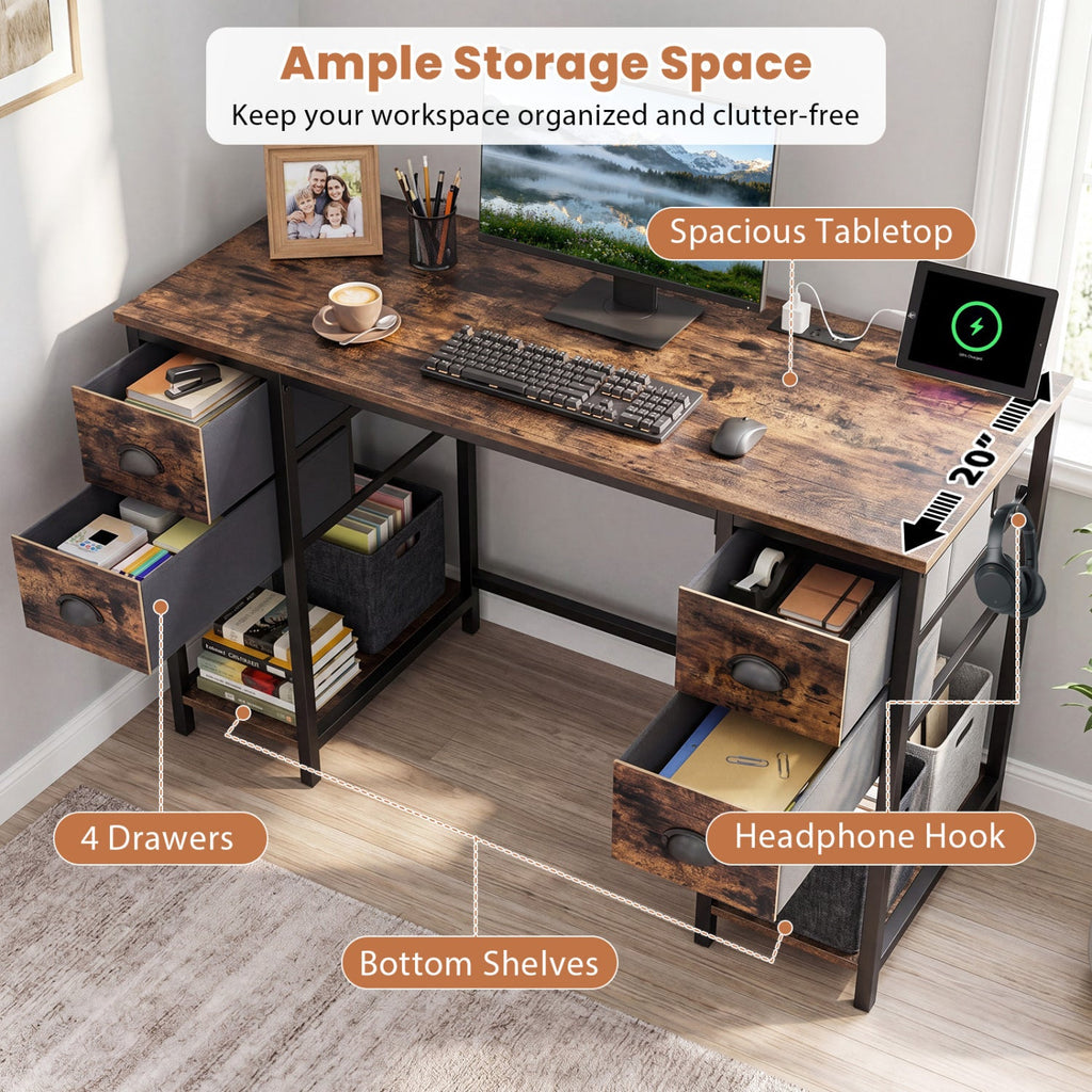 48-Inch Computer Desk with Power Outlet