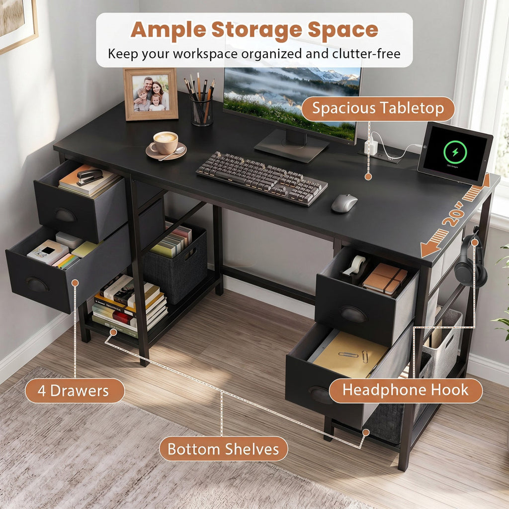 48-Inch Computer Desk with Power Outlet