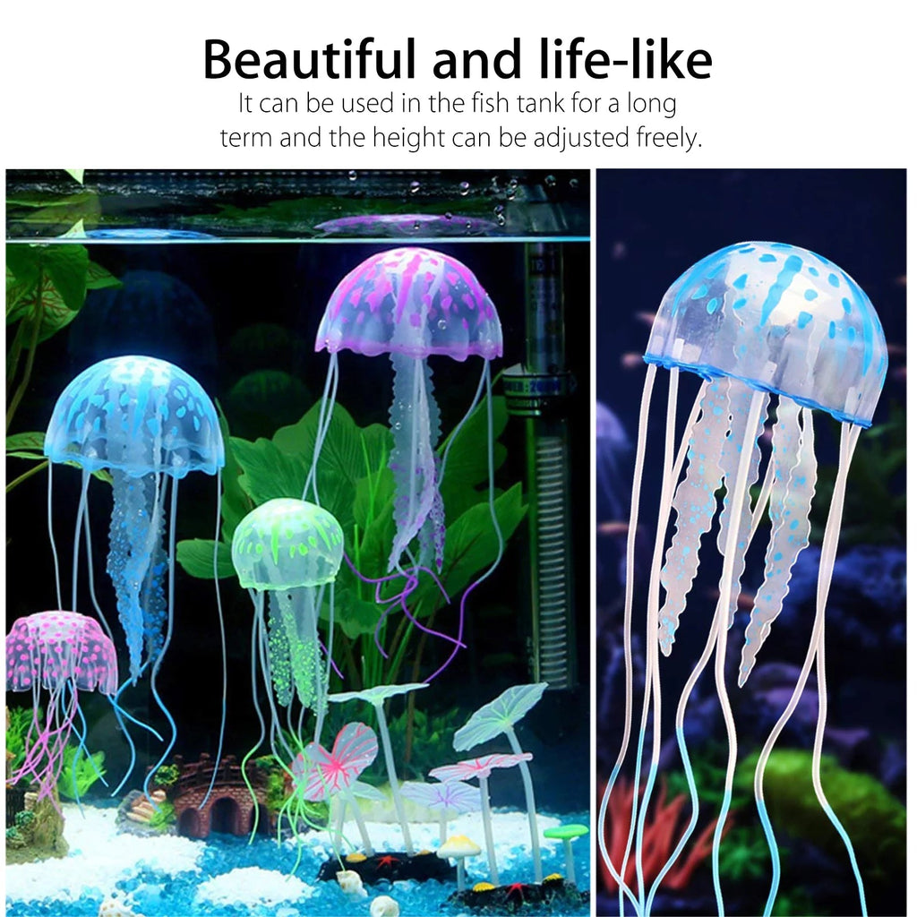 4-Pack Glowing Silicone Jellyfish Aquarium Decorations