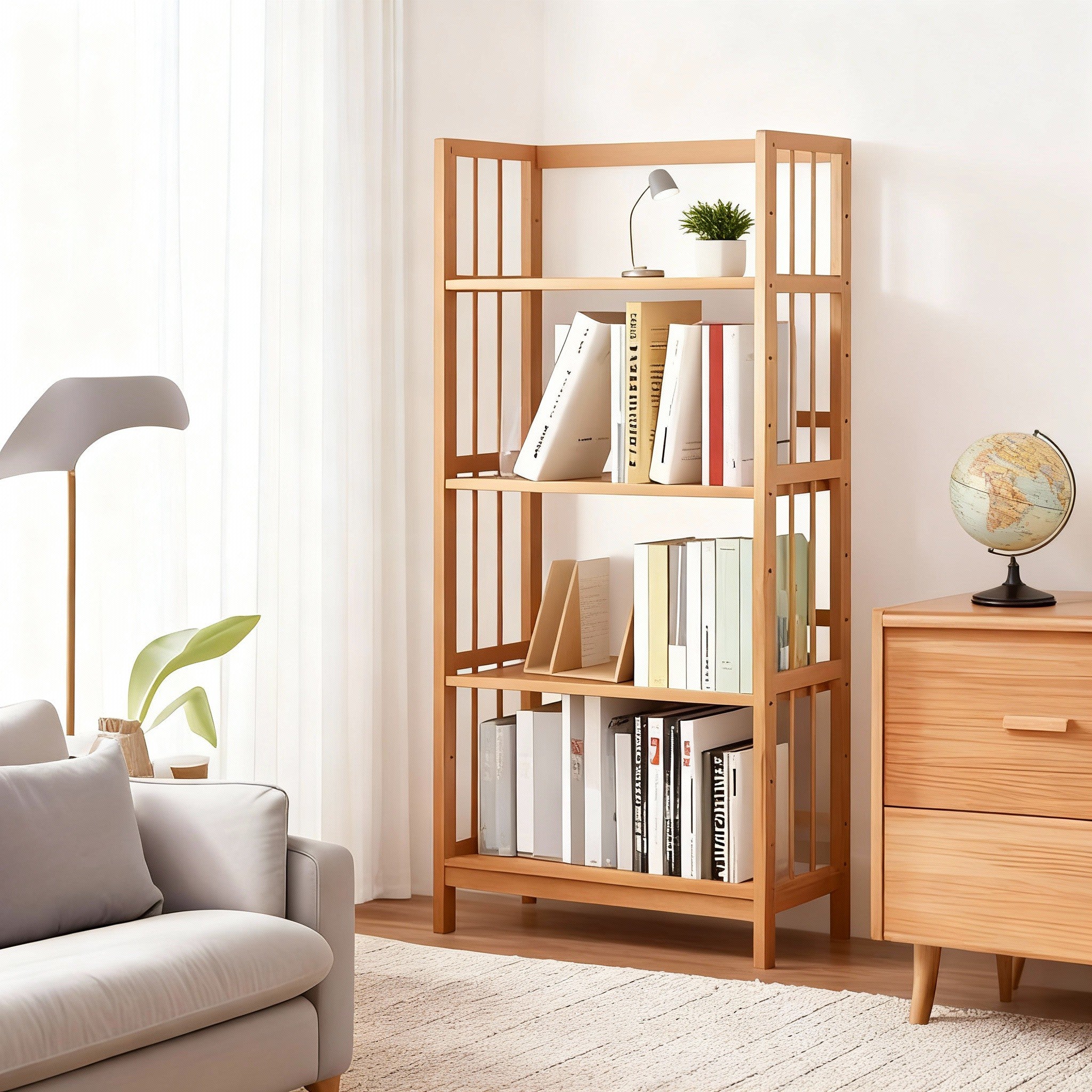Tall Bamboo Bookshelf | Adjustable Shelves, Narrow Freestanding Storage Rack — 3 to 6 Tiers