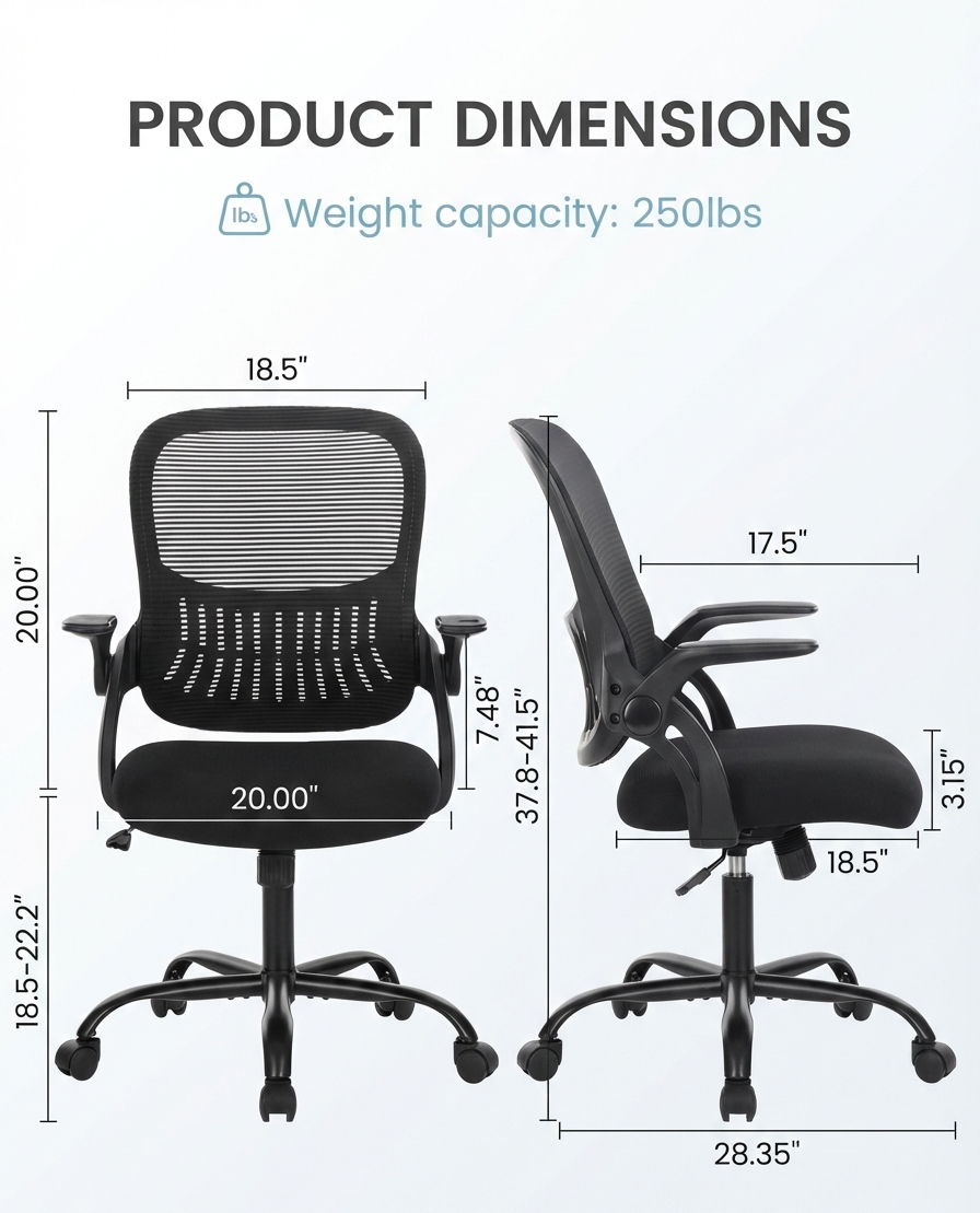 Ergonomic High-Back Mesh Office Chair – Adjustable Lumbar Support & Headrest | Grey, Black, Pink