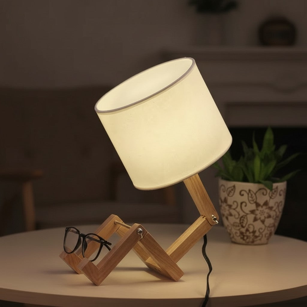 Foldable Shape-Changing Wooden Desk Lamp – Creative Ambient Light for Bedroom, Study & Living Room