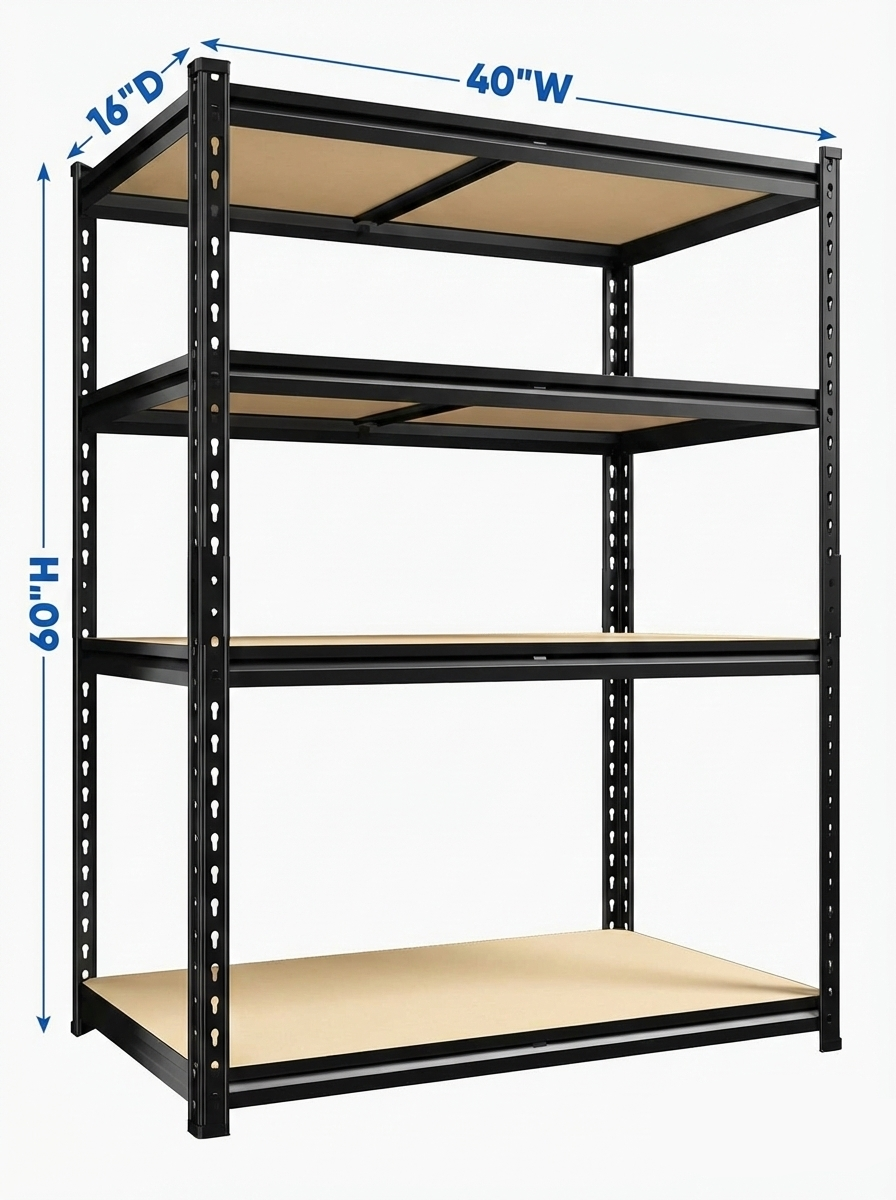 Heavy Duty Metal Garage Shelving Rack – 4/5/6-Tier Adjustable Steel Shelf | 2000+ lbs | Black & Silver