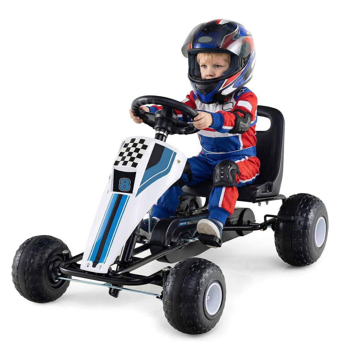 Kids Pedal Go-Kart with Dual Control Modes & Adjustable Seat