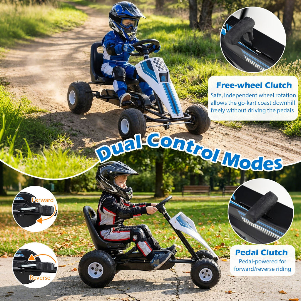 Kids Pedal Go-Kart with Dual Control Modes & Adjustable Seat