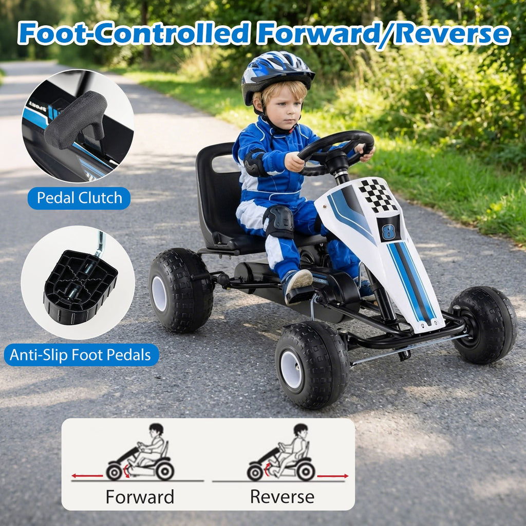Kids Pedal Go-Kart with Dual Control Modes & Adjustable Seat