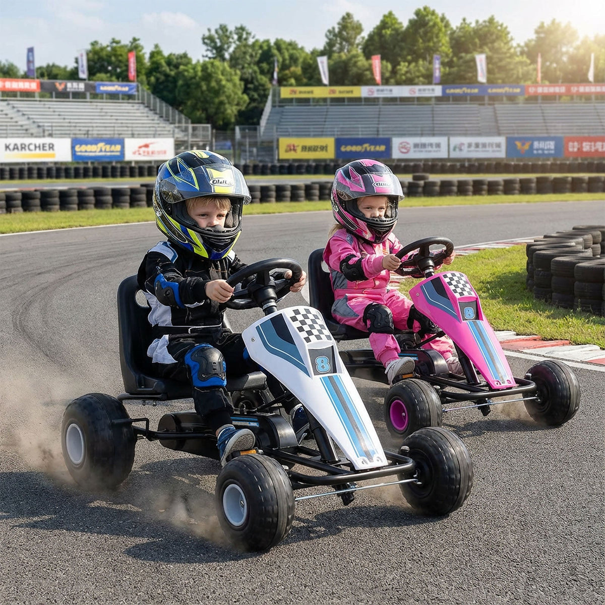Kids Pedal Go-Kart with Dual Control Modes & Adjustable Seat